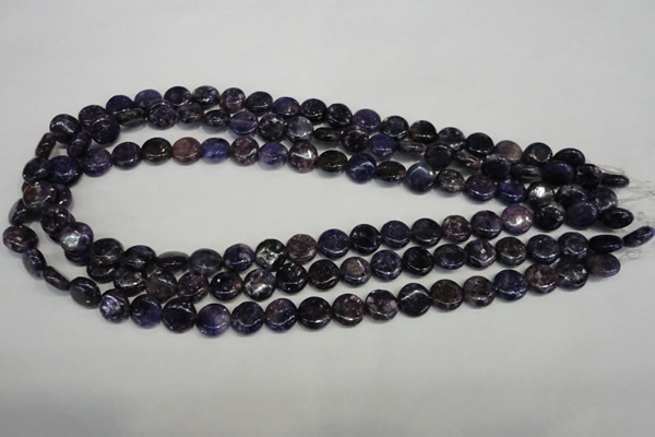 CKU35 15.5 inches 10mm flat round purple kunzite beads wholesale