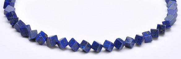 CLA39 6*6*6mm oblique-drilled cubic dyed lapis lazuli beads
