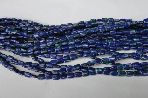 CLA425 15.5 inches 6*8mm rectangle synthetic lapis lazuli beads