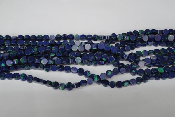 CLA441 15.5 inches 6mm coin synthetic lapis lazuli beads