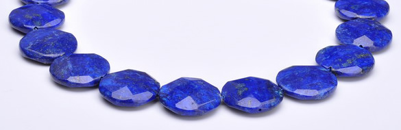CLA48 Faceted coin 25*25mm deep blue dyed lapis lazuli beads