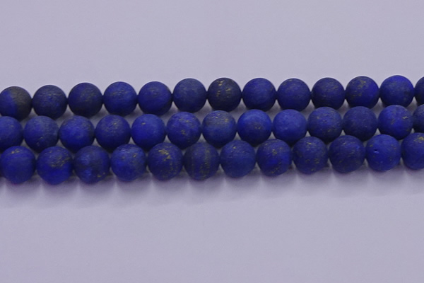 CLA75 15.5 inches 14mm round matte lapis lazuli beads wholesale
