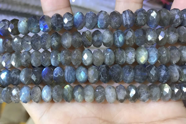 CLB1054 15.5 inches 6*10mm faceted rondelle labradorite gemstone beads