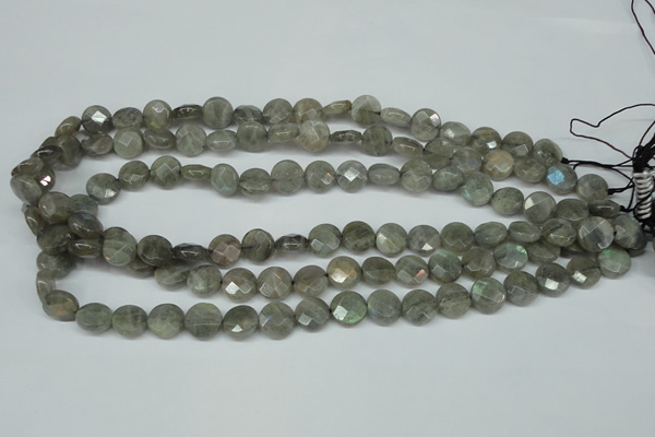 CLB190 15.5 inches 10mm faceted coin labradorite gemstone beads