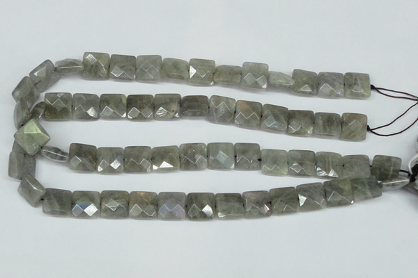 CLB201 15.5 inches 14*14mm faceted square labradorite beads