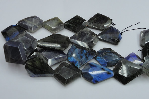 CLB219 15.5 inches 30*35mm - 40*45mm faceted freeform labradorite beads