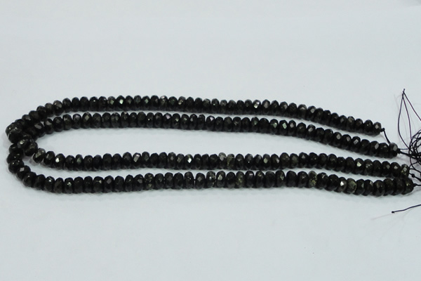 CLB303 15.5 inches 5*8mm faceted rondelle black labradorite beads