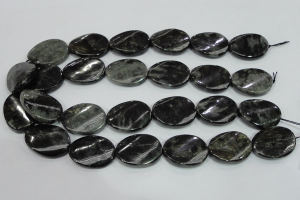 CLB318 15.5 inches 22*30mm twisted oval black labradorite beads