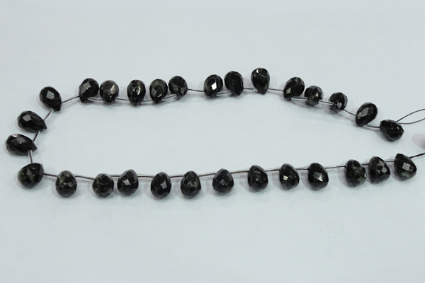 CLB319 10*14mm top-drilled faceted teardrop black labradorite beads