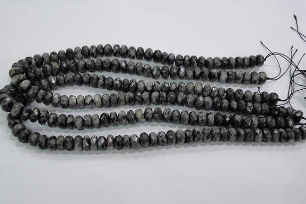 CLB321 15.5 inches 5*10mm faceted rondelle black labradorite beads