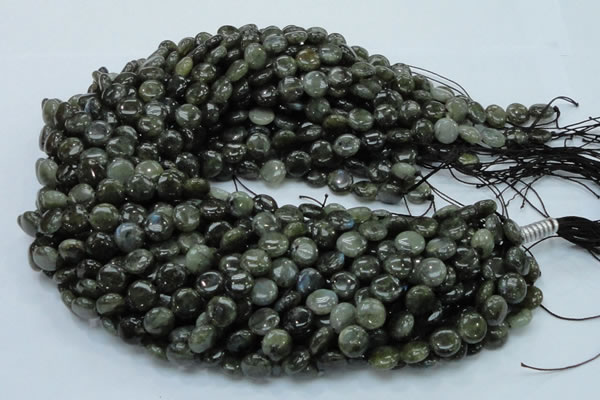 CLB38 15.5 inches 10mm flat round labradorite gemstone beads