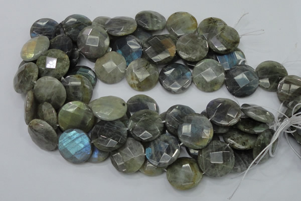 CLB39 15.5 inches 25mm faceted flat round labradorite gemstone beads