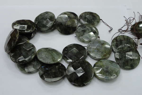 CLB40 15.5 inches 40mm faceted flat round labradorite gemstone beads