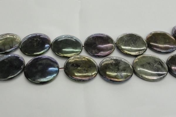 CLB645 15.5 inches 45mm flat round AB-color labradorite beads