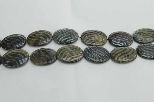 CLB670 15.5 inches 25*35mm carved oval AB-color labradorite beads