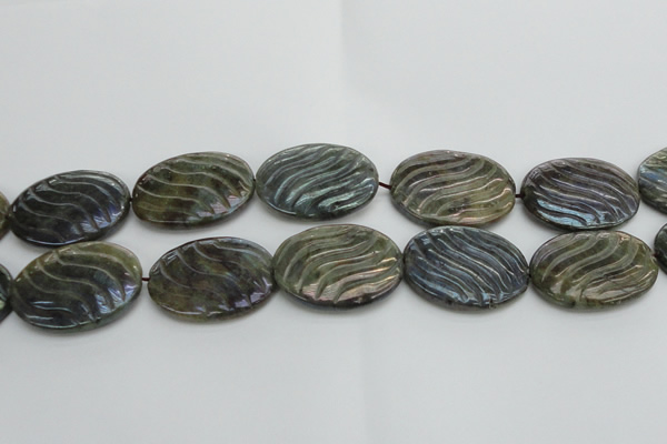 CLB671 15.5 inches 30*40mm carved oval AB-color labradorite beads
