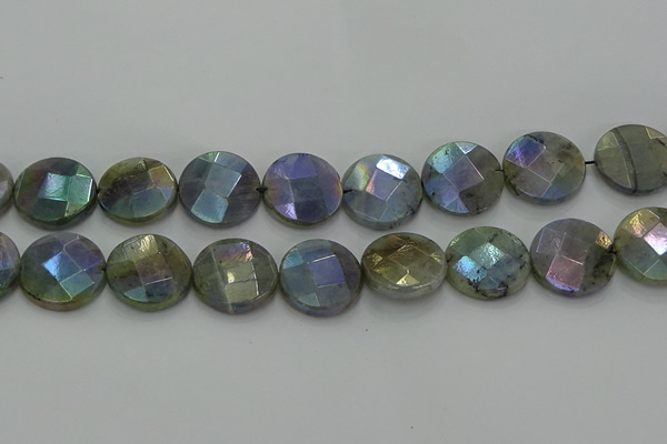 CLB681 15.5 inches 20mm faceted coin AB-color labradorite beads