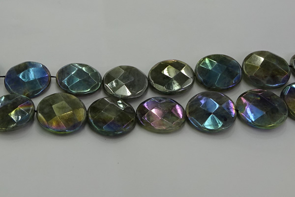 CLB683 15.5 inches 30mm faceted coin AB-color labradorite beads