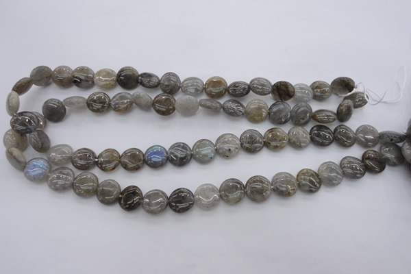 CLB72 15.5 inches 12mm flat round labradorite beads wholesale