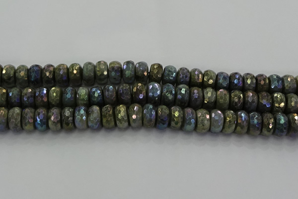 CLB760 15.5 inches 8*14mm faceted rondelle AB-color labradorite beads