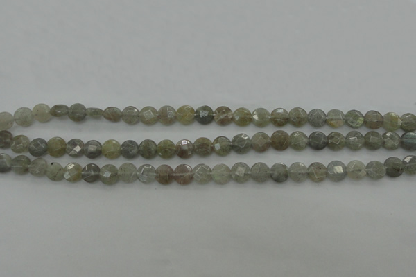 CLB87 15.5 inches 6mm faceted coin labradorite beads wholesale