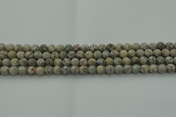 CLD202 15.5 inches 8mm round matte Chinese leopard skin jasper beads
