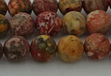 CLD213 15.5 inches 10mm round matte leopard skin jasper beads