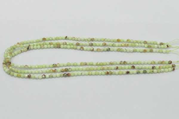 CLE32 15.5 inches 4mm faceted round lemon turquoise beads wholesale