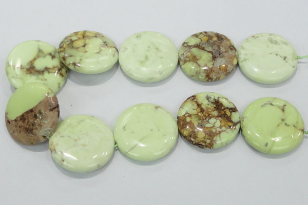 CLE51 15.5 inches 40mm flat round lemon turquoise  beads wholesale