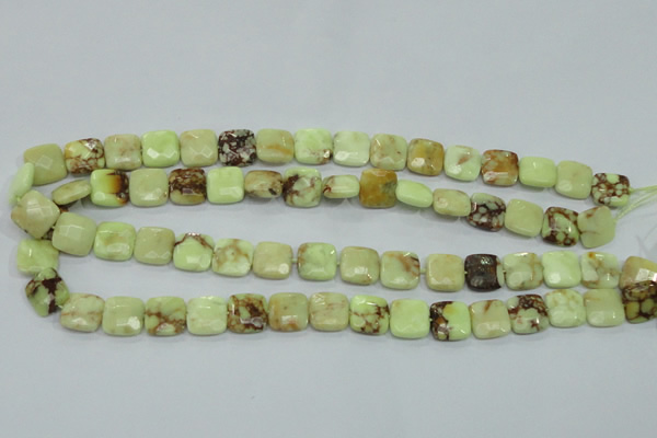 CLE60 15.5 inches 12*12mm faceted square lemon turquoise beads