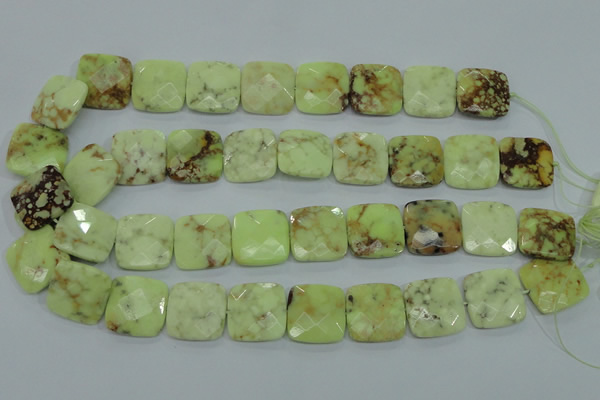 CLE61 15.5 inches 20*20mm faceted square lemon turquoise beads