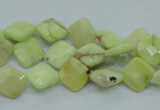 CLE67 15.5 inches 10*10mm faceted diamond lemon turquoise beads