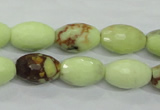 CLE70 15.5 inches 10*15mm faceted rice lemon turquoise beads