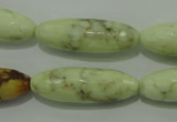 CLE75 15.5 inches 10*30mm faceted rice lemon turquoise beads