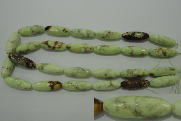 CLE75 15.5 inches 10*30mm faceted rice lemon turquoise beads
