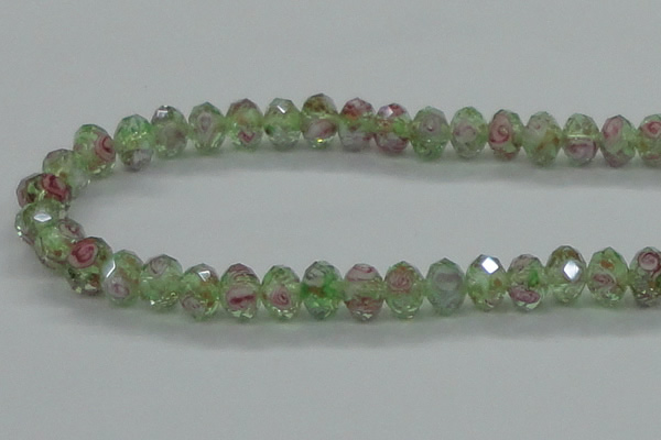 CLG09 12 inches 6*8mm faceted rondelle handmade lampwork beads