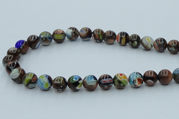 CLG541 16 inches 10mm round goldstone & lampwork glass beads