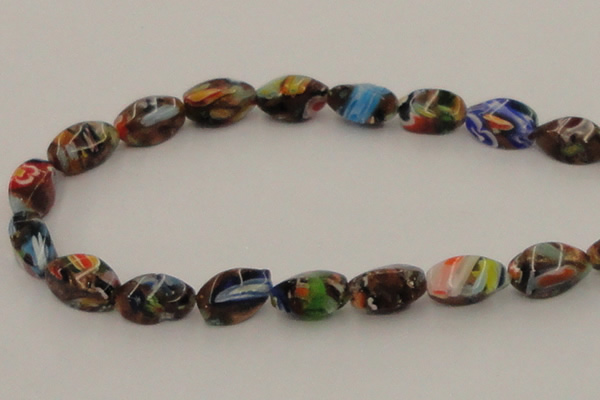 CLG547 16 inches 8*16mm twisted rice goldstone & lampwork beads