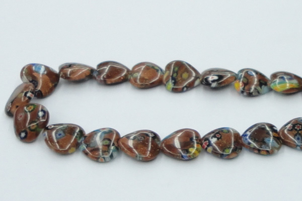CLG558 16 inches 18*18mm heart goldstone & lampwork glass beads