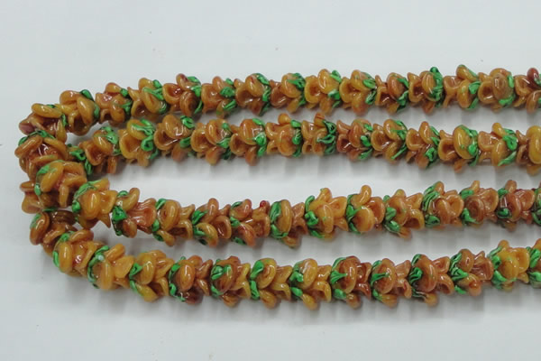 CLG790 15.5 inches 11*13mm rose lampwork glass beads wholesale