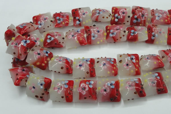 CLG810 15.5 inches 20*20mm square lampwork glass beads wholesale