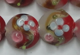 CLG812 15.5 inches 18mm flat round lampwork glass beads wholesale