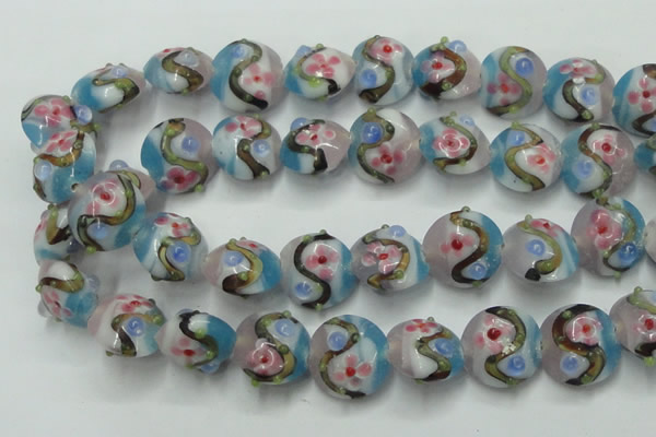 CLG813 15.5 inches 18mm flat round lampwork glass beads wholesale
