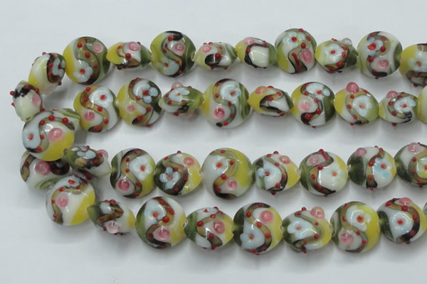 CLG814 15.5 inches 18mm flat round lampwork glass beads wholesale