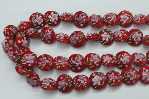 CLG815 15.5 inches 18mm flat round lampwork glass beads wholesale