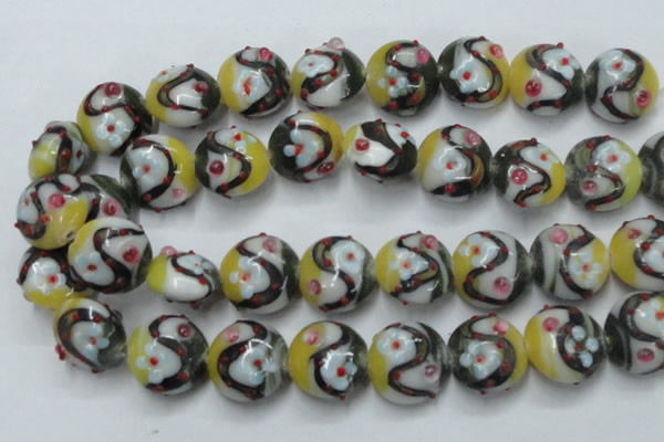 CLG816 15.5 inches 20mm flat round lampwork glass beads wholesale