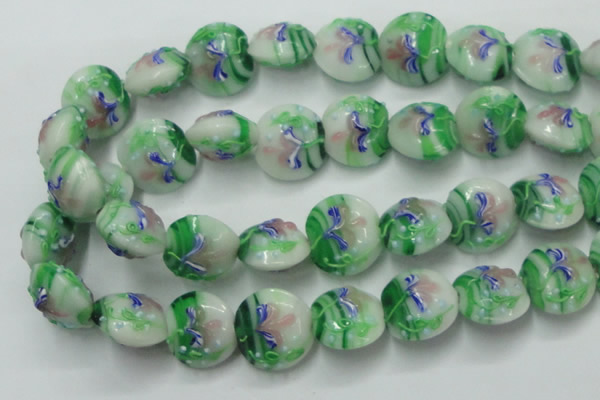CLG821 15.5 inches 20mm flat round lampwork glass beads wholesale