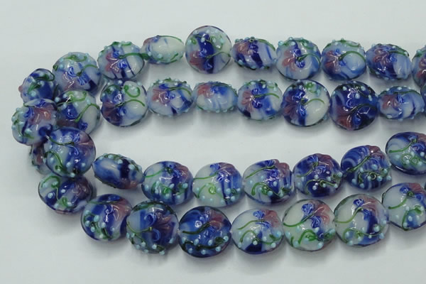CLG822 15.5 inches 20mm flat round lampwork glass beads wholesale