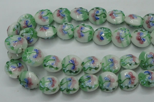 CLG823 15.5 inches 20mm flat round lampwork glass beads wholesale