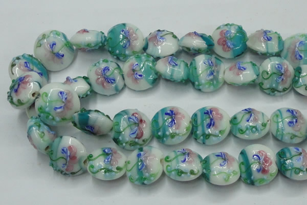 CLG824 15.5 inches 20mm flat round lampwork glass beads wholesale